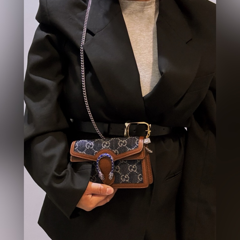 Brand new w/box GUCCI Super Mini GG Dionysus Denim Crossbody